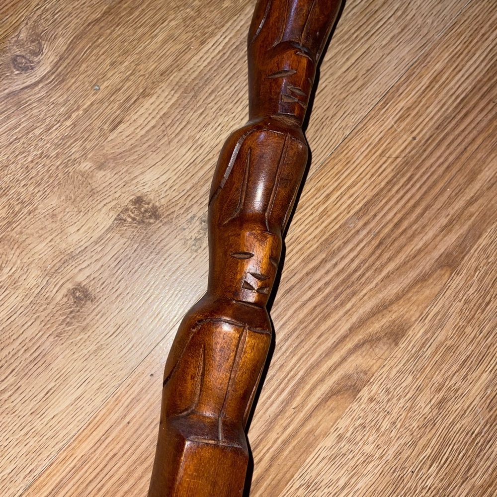 Vintage MCM Wooden Tiki Totem Spoon & Fork Wall Decor - Picture 3 of 4